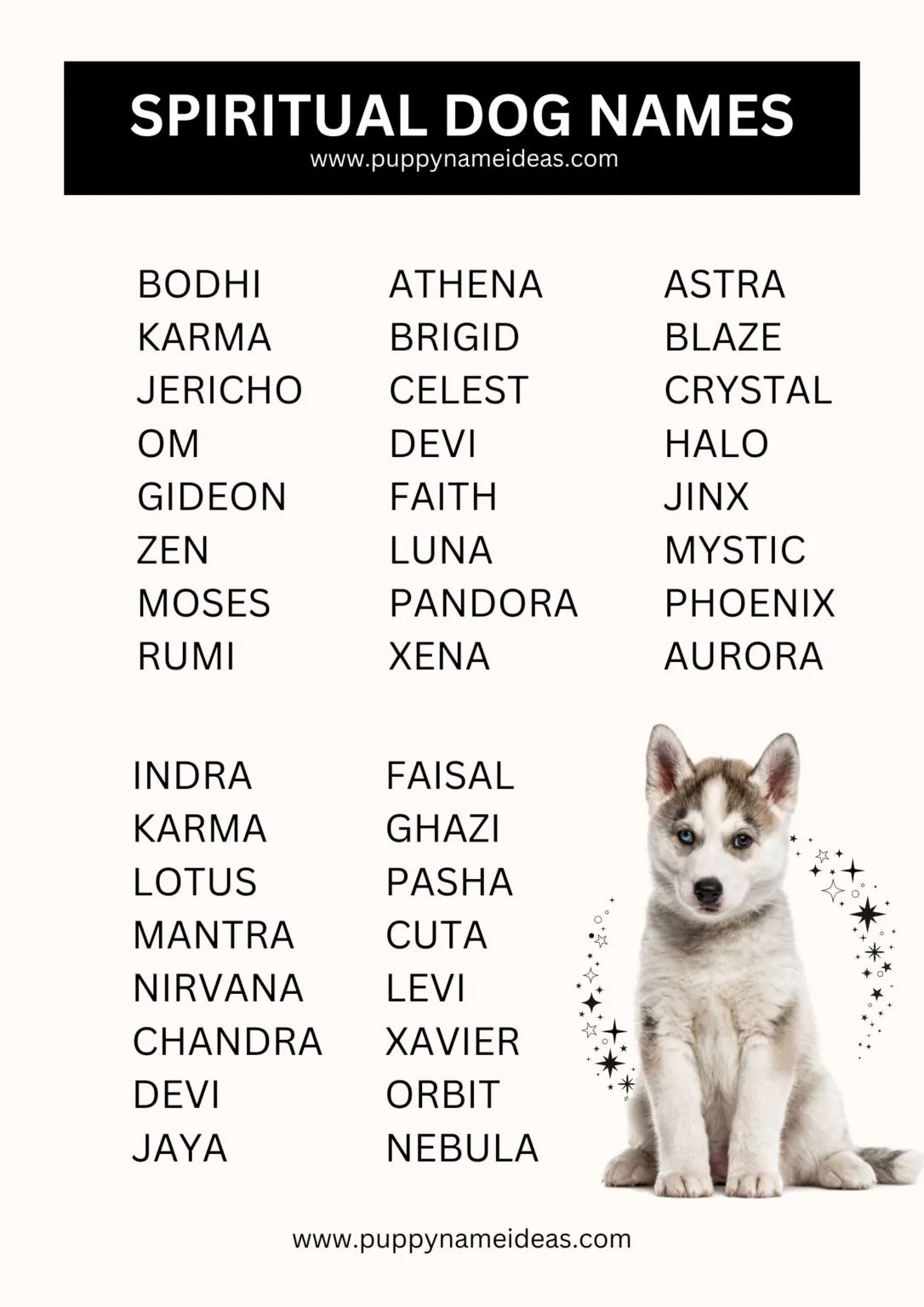 dog names that go with karma