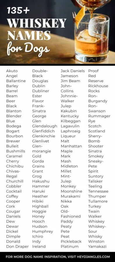 dog names that go with whiskey
