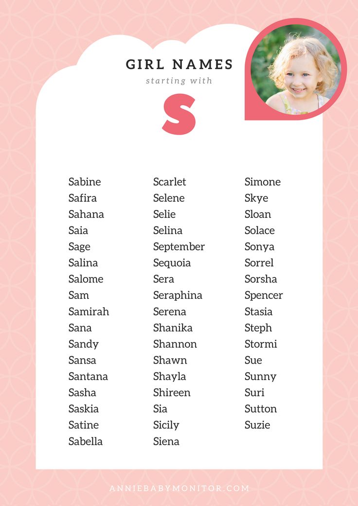 Baby Names That Start With S for a Girl