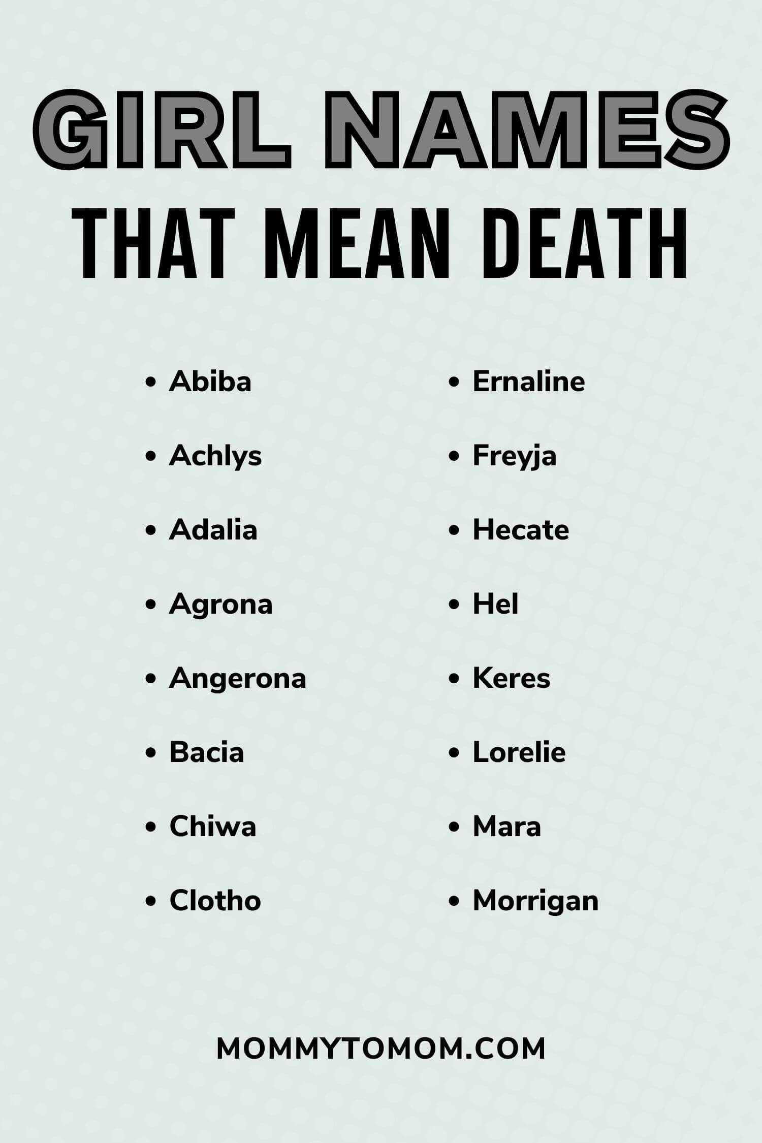Girl Names That Mean Angel Of Death