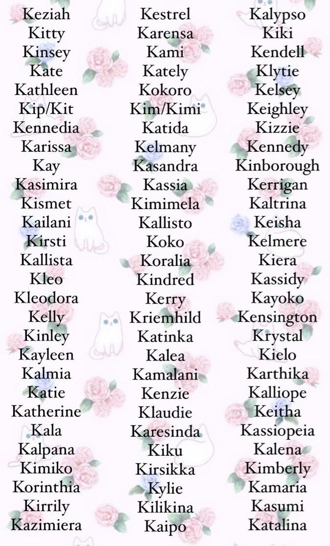 Girls Names That Start With a K