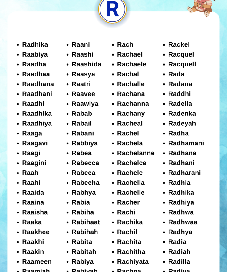 Unique Baby Girl Names Starting with R